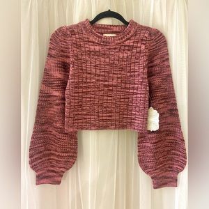 Rachel Balloon Sleeve Cropped Sweater (Pink)